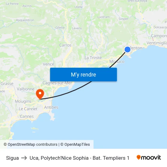 Sigua to Uca, Polytech'Nice Sophia - Bat. Templiers 1 map