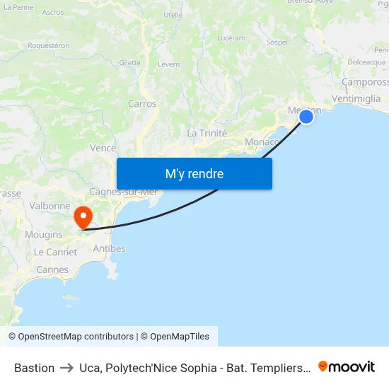 Bastion to Uca, Polytech'Nice Sophia - Bat. Templiers 1 map