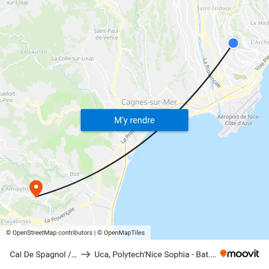 Cal De Spagnol / Fabron to Uca, Polytech'Nice Sophia - Bat. Templiers 1 map