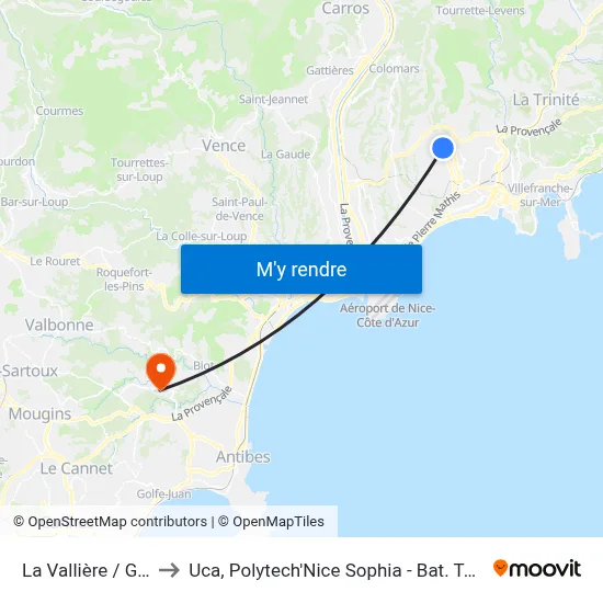 La Vallière / Goiran to Uca, Polytech'Nice Sophia - Bat. Templiers 1 map