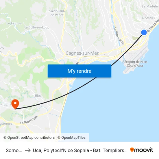 Somora to Uca, Polytech'Nice Sophia - Bat. Templiers 1 map