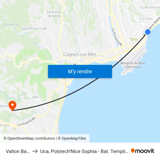 Vallon Barla to Uca, Polytech'Nice Sophia - Bat. Templiers 1 map