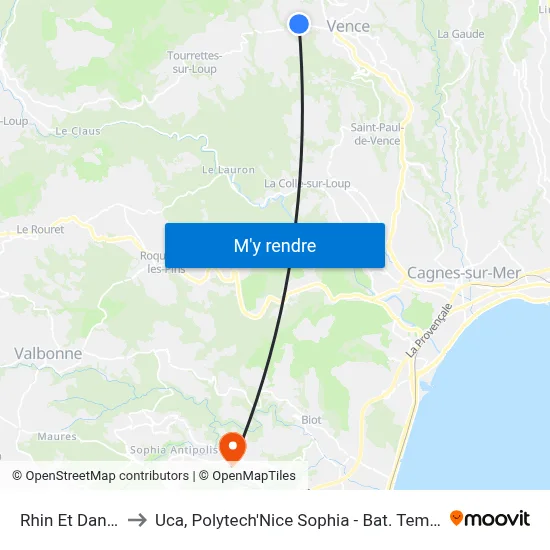 Rhin Et Danube to Uca, Polytech'Nice Sophia - Bat. Templiers 1 map