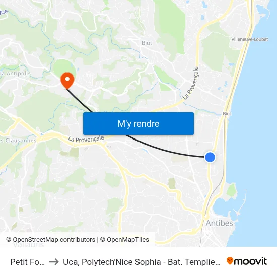 Petit Four to Uca, Polytech'Nice Sophia - Bat. Templiers 1 map