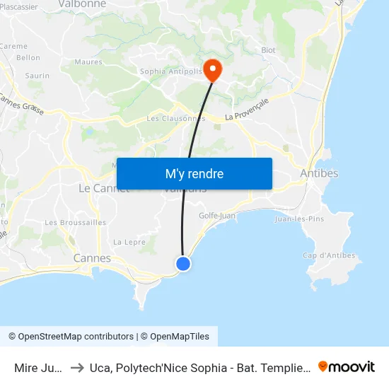 Mire Juan to Uca, Polytech'Nice Sophia - Bat. Templiers 1 map