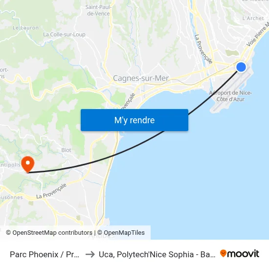 Parc Phoenix/Promenade to Uca, Polytech'Nice Sophia - Bat. Templiers 1 map