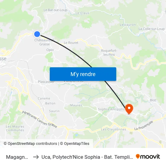 Magagnosc to Uca, Polytech'Nice Sophia - Bat. Templiers 1 map