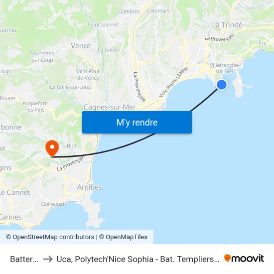 Batterie to Uca, Polytech'Nice Sophia - Bat. Templiers 1 map