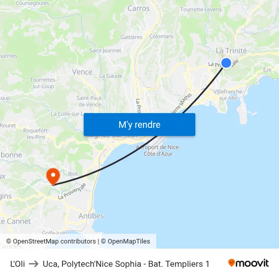 L'Oli to Uca, Polytech'Nice Sophia - Bat. Templiers 1 map