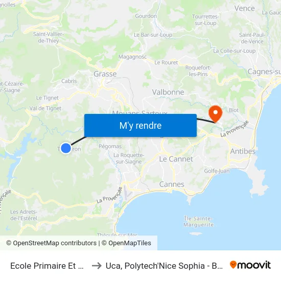 Ecole Primaire Et Maternelle to Uca, Polytech'Nice Sophia - Bat. Templiers 1 map