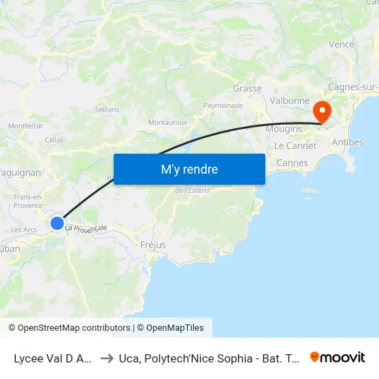Lycee Val D Argens to Uca, Polytech'Nice Sophia - Bat. Templiers 1 map