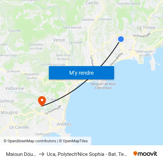 Maioun Dóu Rai to Uca, Polytech'Nice Sophia - Bat. Templiers 1 map