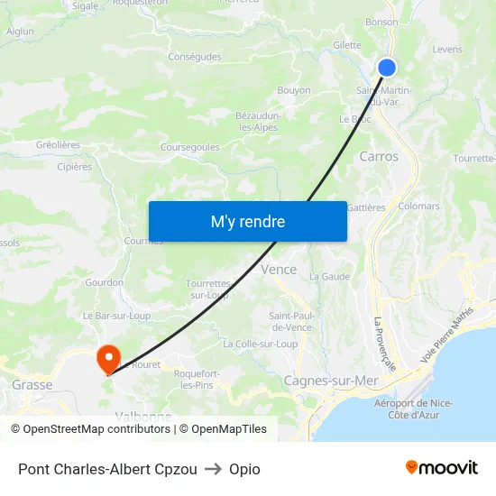 Pont Charles-Albert Cpzou to Opio map