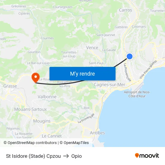 St Isidore (Stade) Cpzou to Opio map