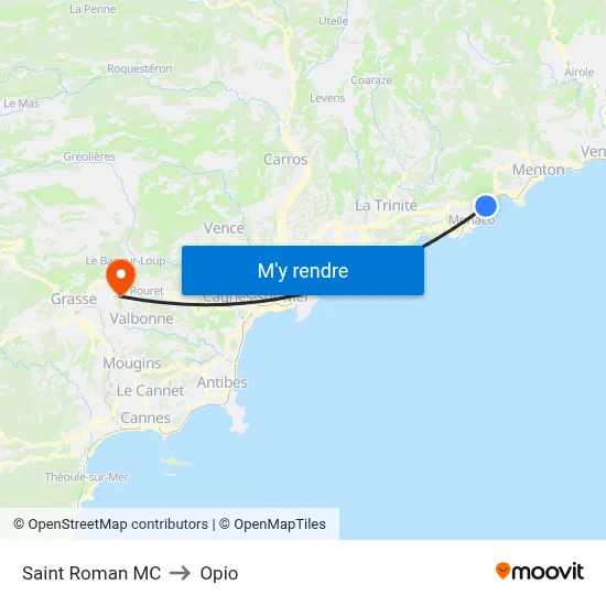 Saint Roman MC to Opio map