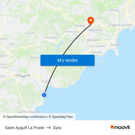 Saint Aygulf La Poste to Opio map