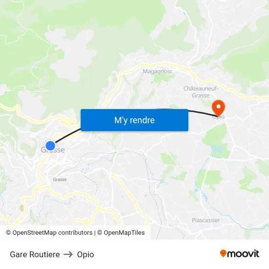 Gare Routiere to Opio map