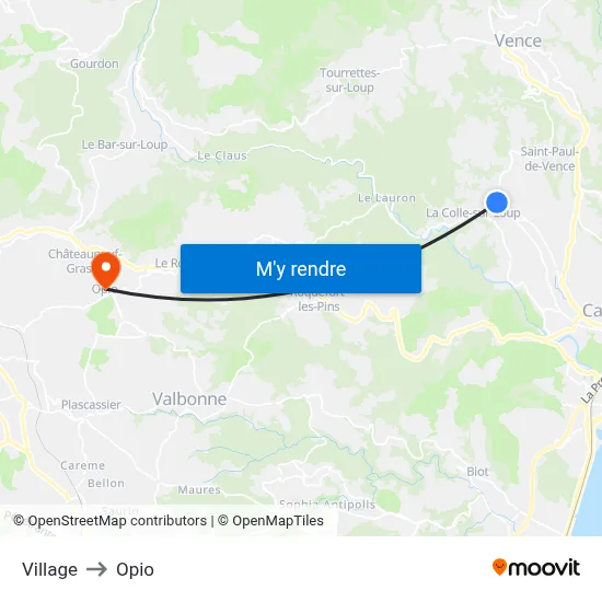 Village to Opio map