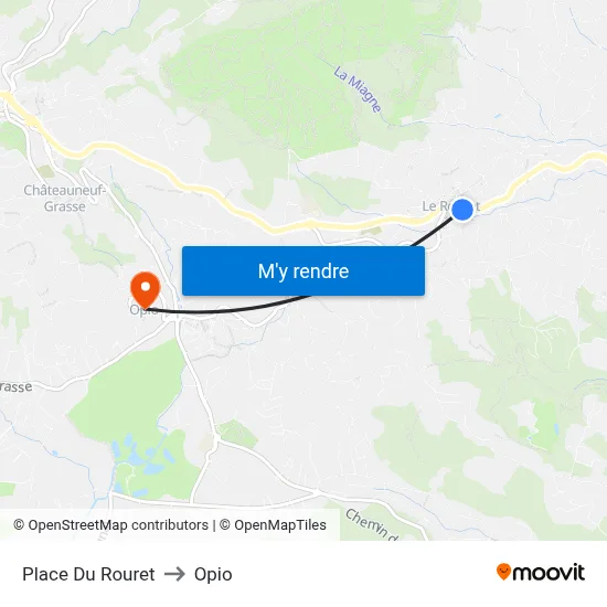 Place Du Rouret to Opio map