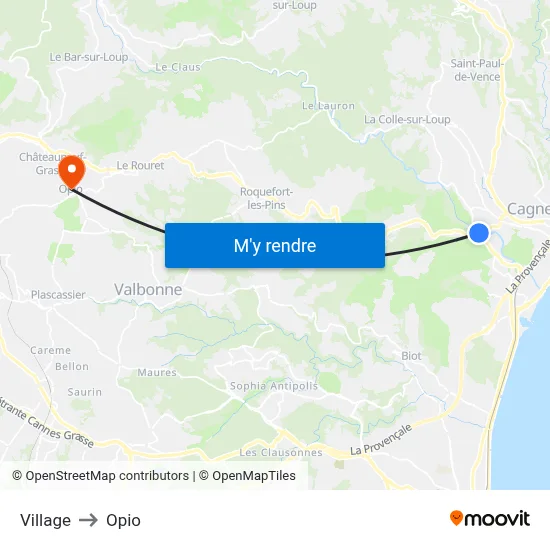 Village to Opio map