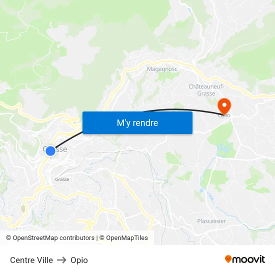 Centre Ville to Opio map