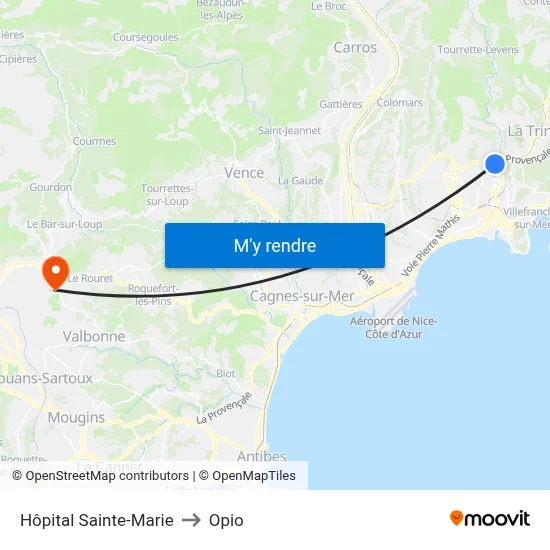 Hôpital Sainte-Marie to Opio map