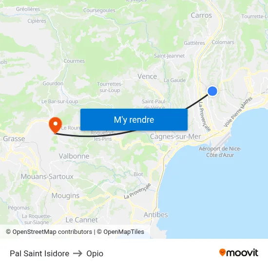 Pal Saint Isidore to Opio map