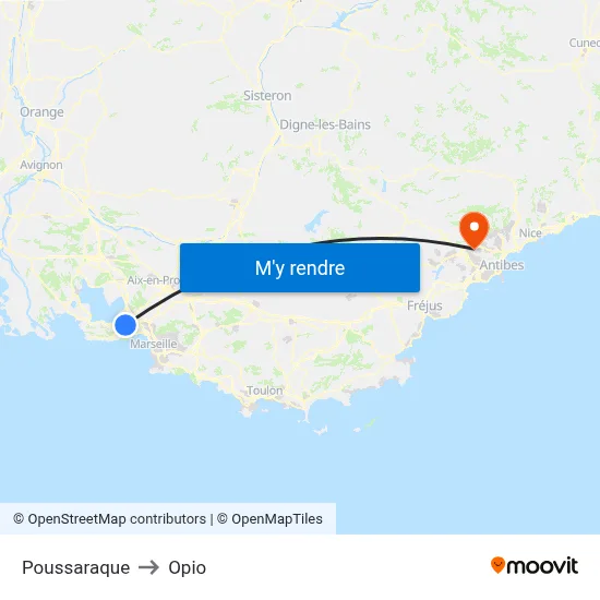 Poussaraque to Opio map
