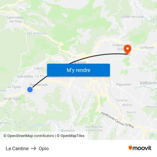 La Cantine to Opio map