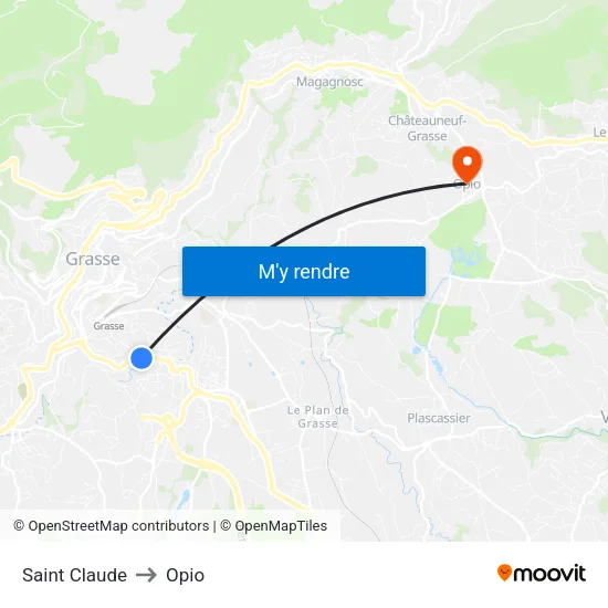 Saint Claude to Opio map