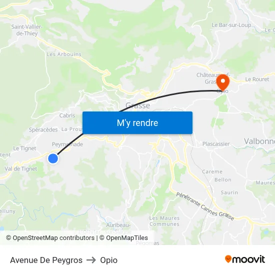 Avenue De Peygros to Opio map