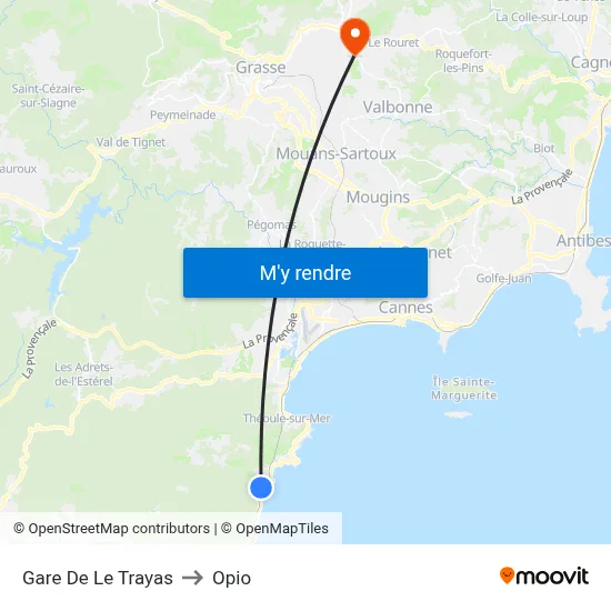 Gare De Le Trayas to Opio map