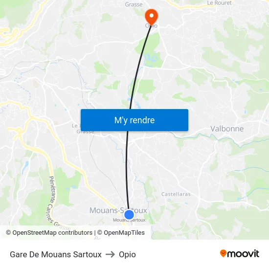 Gare De Mouans Sartoux to Opio map