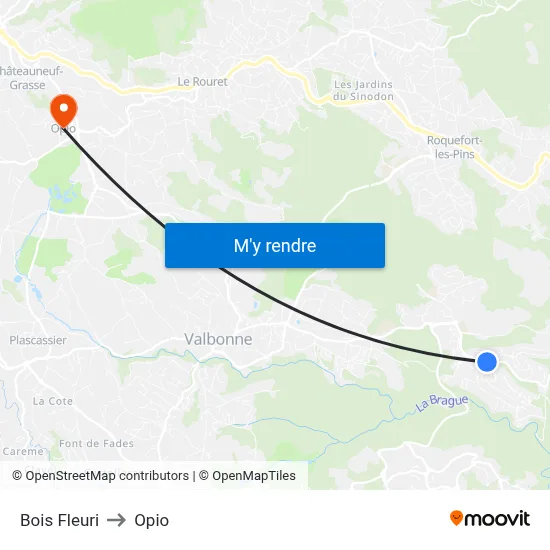 Bois Fleuri to Opio map