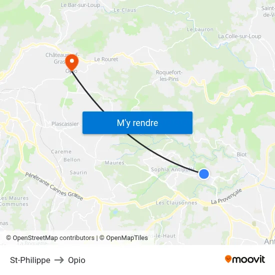 St-Philippe to Opio map