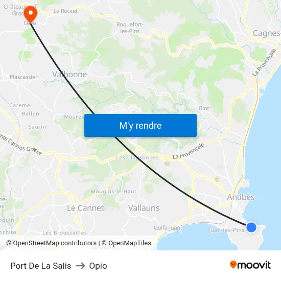 Port De La Salis to Opio map