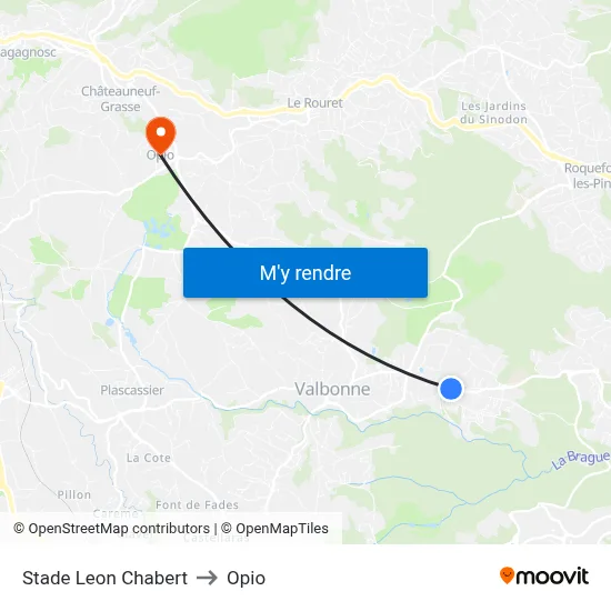 Stade Leon Chabert to Opio map