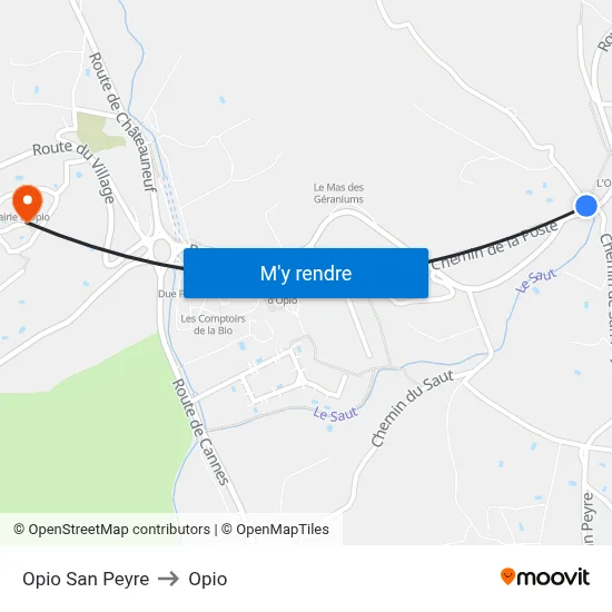 Opio San Peyre to Opio map