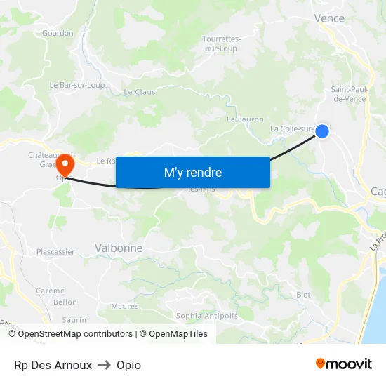 Rp Des Arnoux to Opio map