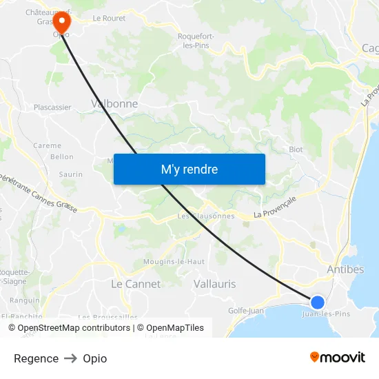Regence to Opio map