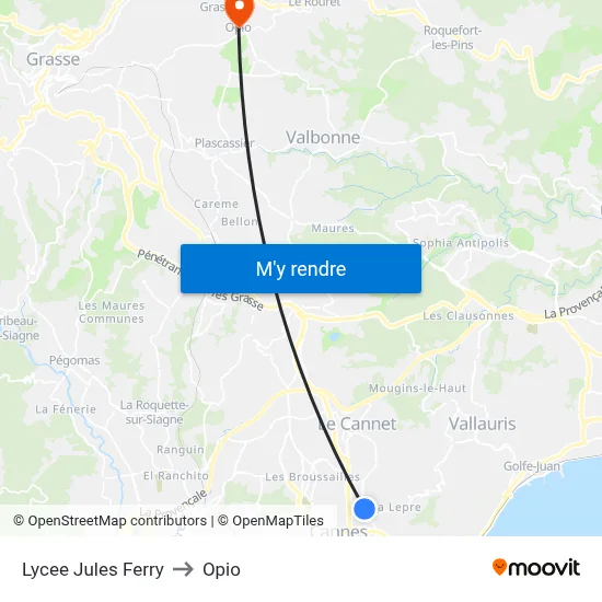 Lycee Jules Ferry to Opio map