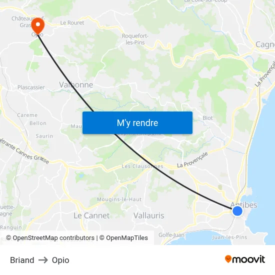 Briand to Opio map