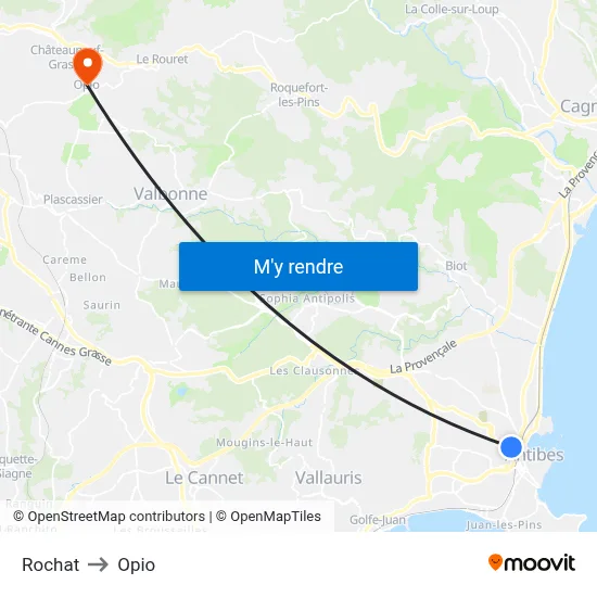 Rochat to Opio map