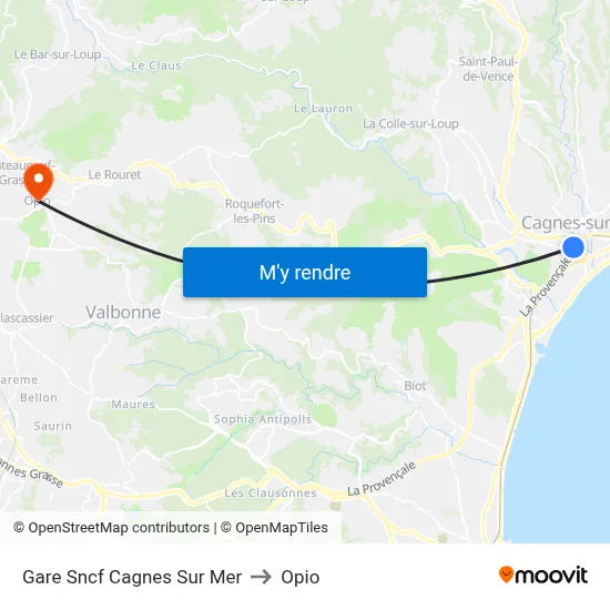 Gare Sncf Cagnes Sur Mer to Opio map
