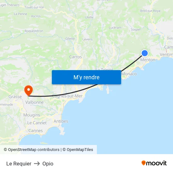 Le Requier to Opio map