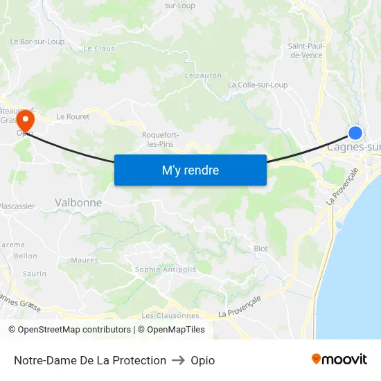 Notre-Dame De La Protection to Opio map