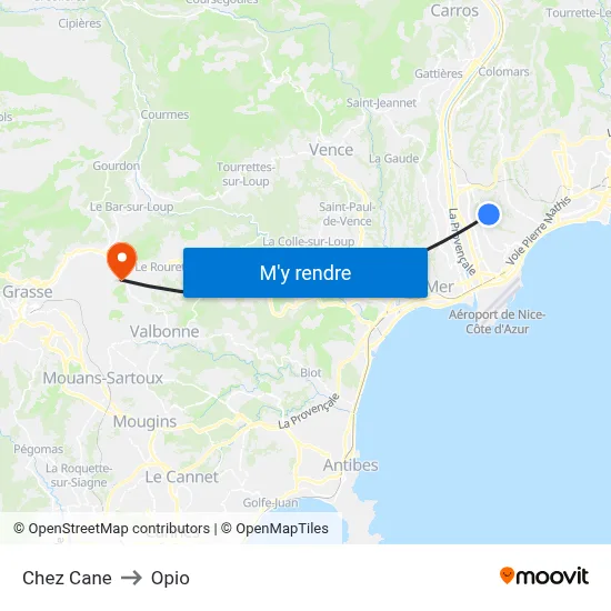 Chez Cane to Opio map