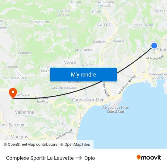 Complexe Sportif La Lauvette to Opio map