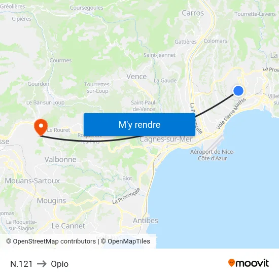 N.121 to Opio map