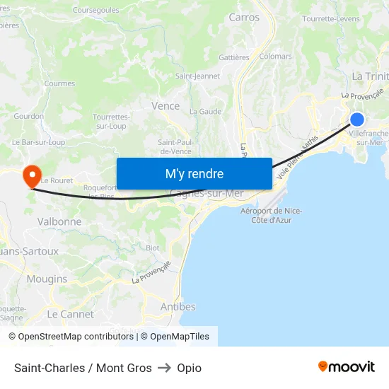 Saint-Charles / Mont Gros to Opio map